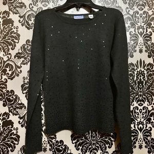Black Silk / Cashmere Sequin Sweater 
Size small